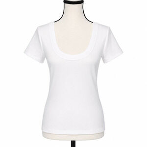 Madewell Scoopneck Tee Womens Medium White Ribbed Short Sleeve Supima Cotton NWT